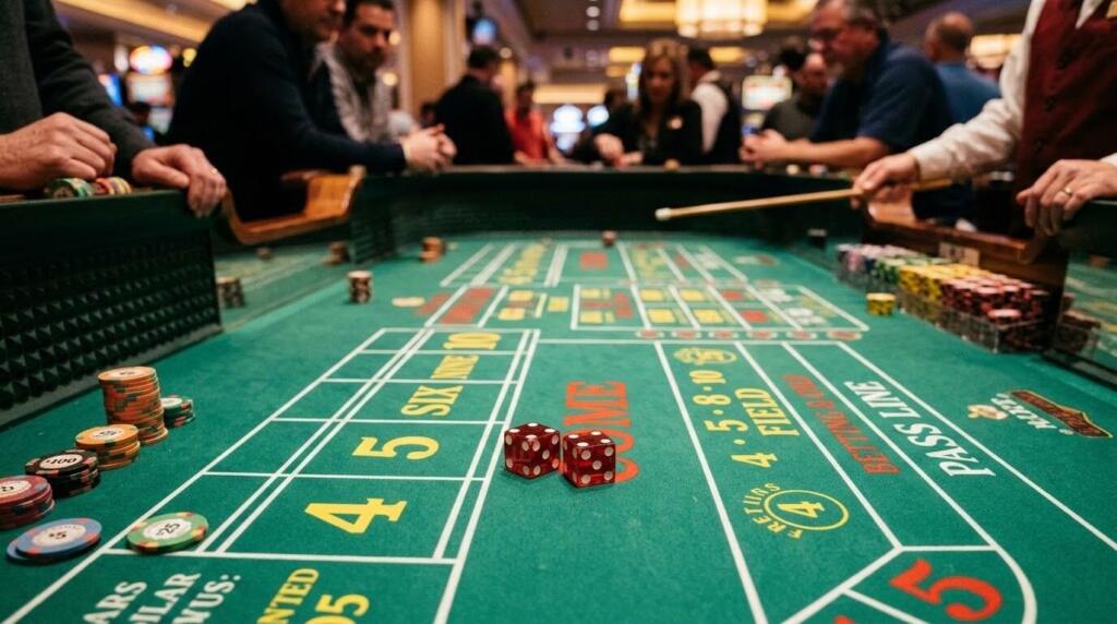 Terninger på et casinobord